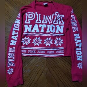 PINK Victoria's Secret Red Graphic Sweater